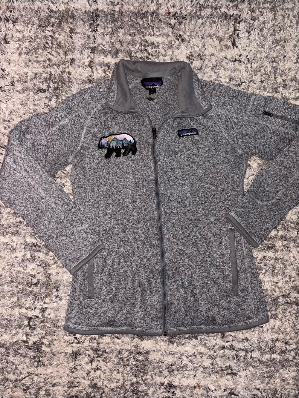 Patagonia Gray women Full-Zip Fleece Jacket with Bear Patch